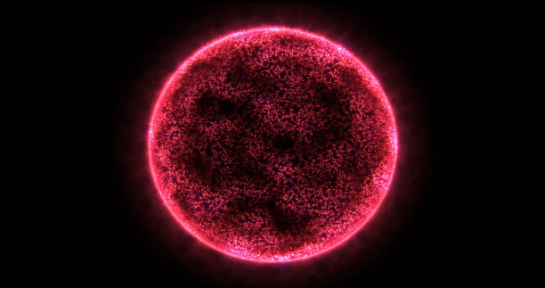 抽象能量球圆形行星恒星未来宇宙红色美丽发光魔法黑色背景。抽象的背景图片下载