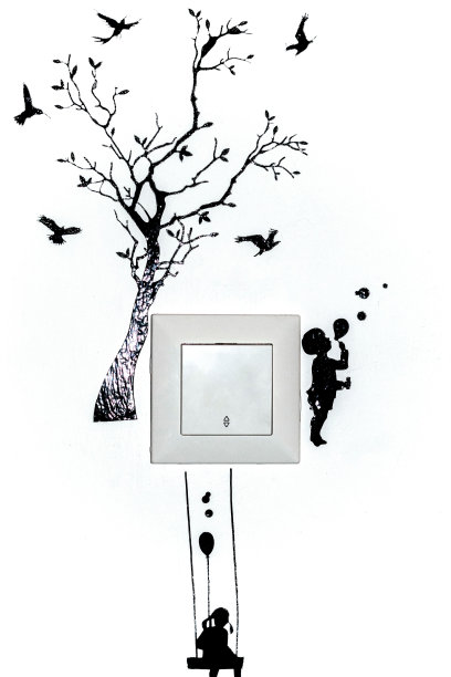 垂直拍摄墙上的装饰性电源插座图片下载