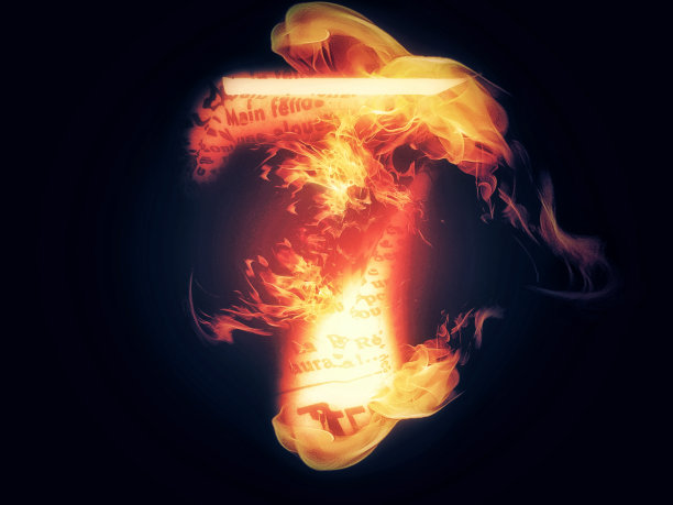 3d渲染燃烧红色七数字和黑色背景图片下载