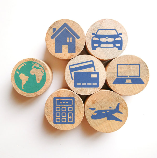 电子商务设计与图标的木块。图片下载