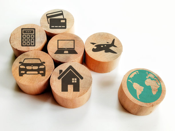 电子商务设计与图标的木块。图片下载