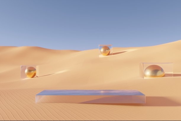 三维平台与复制空间的产品展示展示热带日落海滩抽象背景。热带夏季度假概念。图片下载