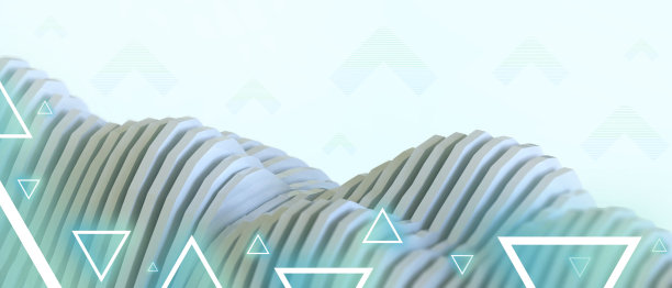 抽象的背景。蓝绿背景上的数字声波和区块链概念的未来元宇宙技术创新。复制空间，软件，横幅，网站-3d渲染图片下载