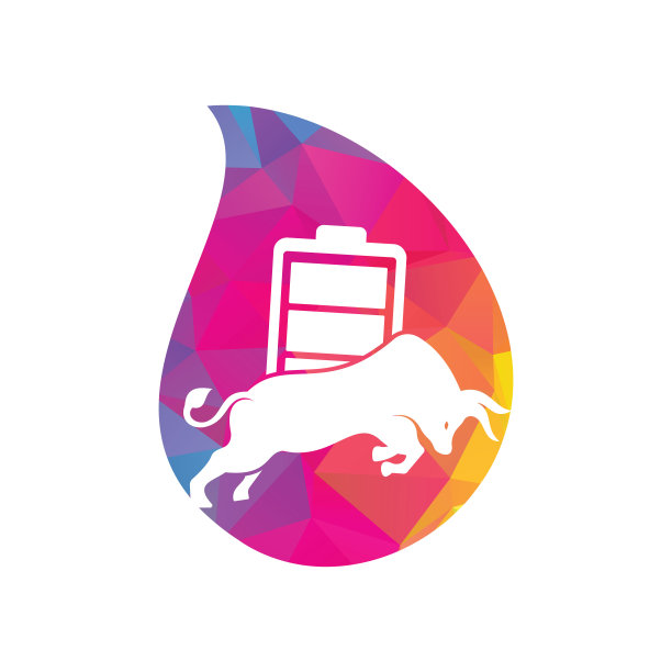 牛电池滴形状概念矢量标志设计模板。图片下载