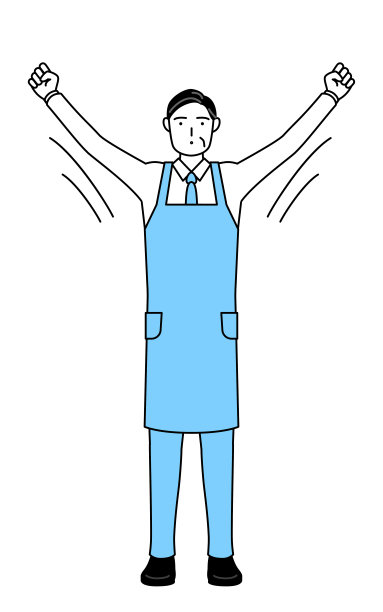 一个穿着围裙的老人在做无线电健美操，为预防事故做准备图片下载