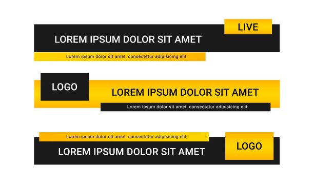 新闻广播下三旗矢量。设置较低的第三条模板突发新闻，体育新闻，视频和媒体在线图片下载