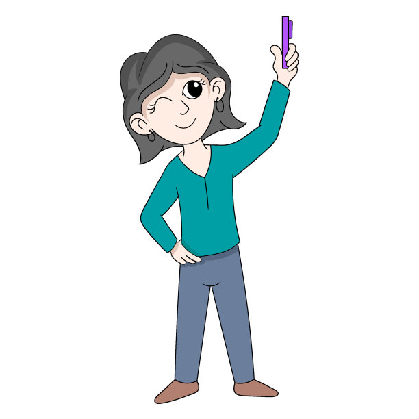 短发美女正在用手机自拍图片下载