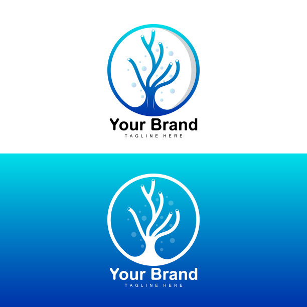 珊瑚标志，海洋植物的地方海洋动物，海洋矢量，海藻图标图片下载