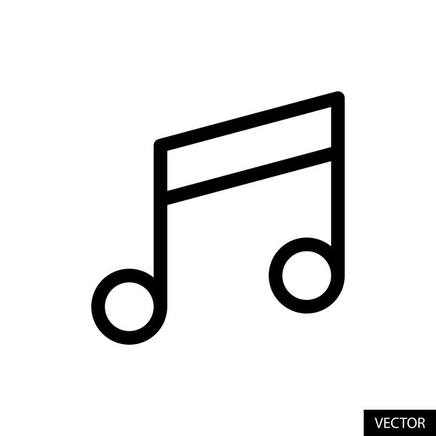 音乐音符，线条风格的旋律矢量图标孤立在白色背景上。可编辑的中风。图片下载