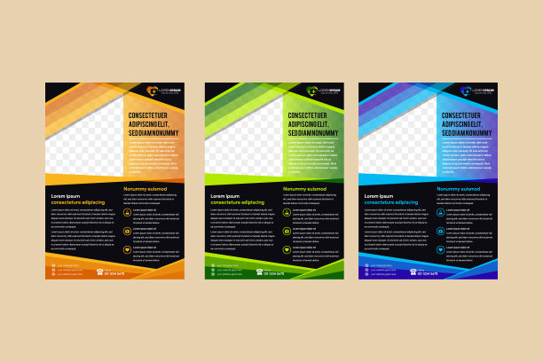 抽象几何医疗传单与垂直布局和黑色背景图片下载