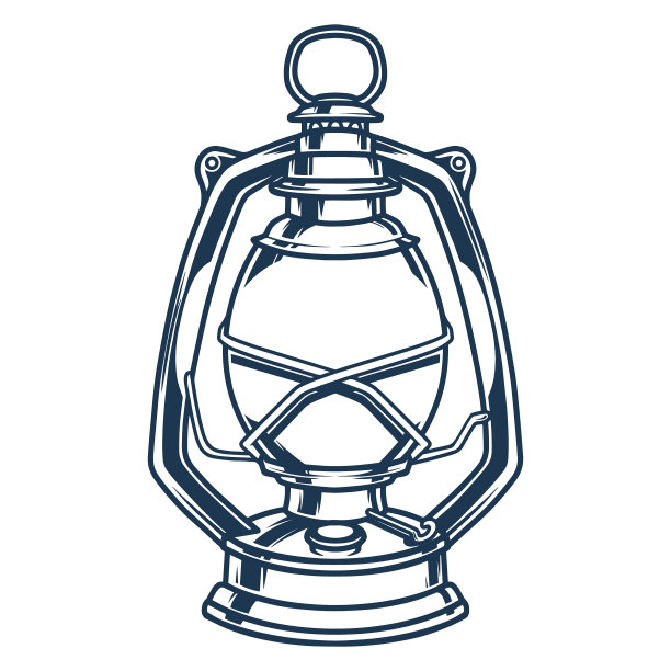 中世纪灯单色复古标志图片下载