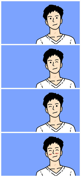 蓝色背景上的可爱男人卡通图片下载