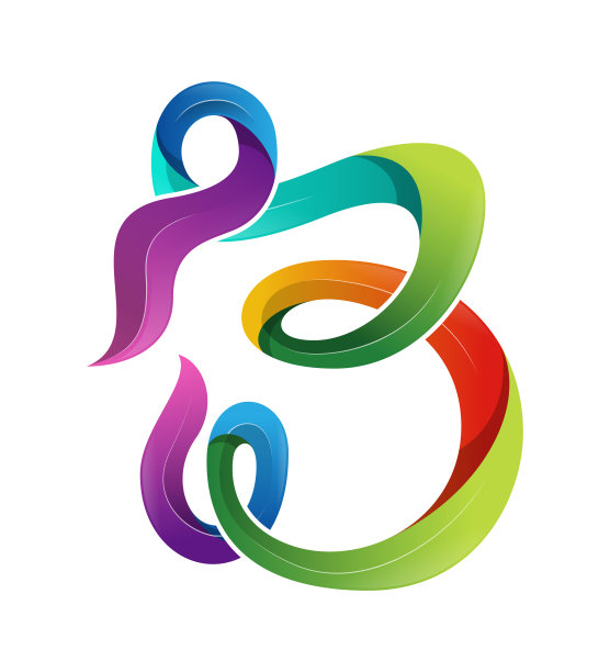 彩色字母B梯度3d图标品牌矢量图片下载