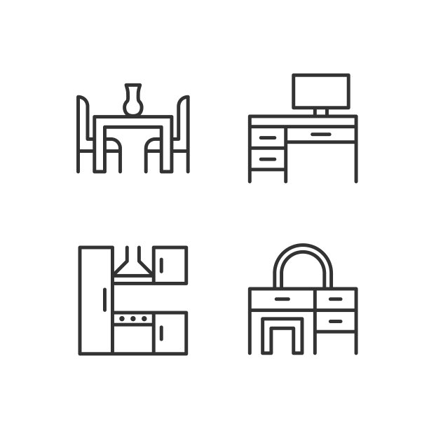 采购家具像素完美线性图标套装图片下载