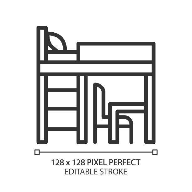 阁楼床像素完美的线性图标图片下载