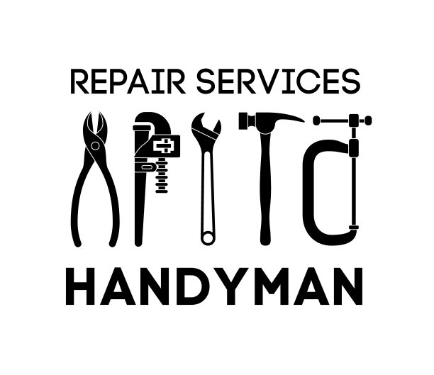 勤杂工标志矢量设计。复古矢量修复插图。图片下载