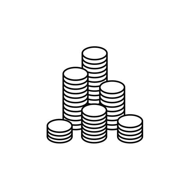 硬币堆栈矢量图标。货币兑换符号。堆钱收入向量。图片下载