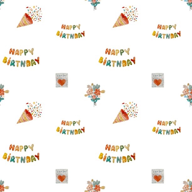 生日彩纸素描可爱的图案水彩图片下载