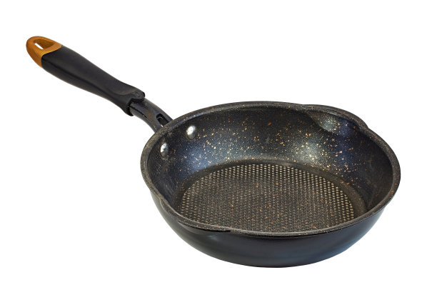 空铸铁烤架煎锅孤立在白色背景与剪辑路径。前视图。图片下载