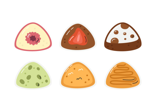 果味不同的麻糬收集孤立在白色图片下载