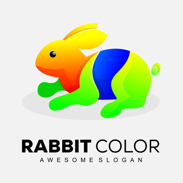 兔子彩色设计矢量模板图片下载