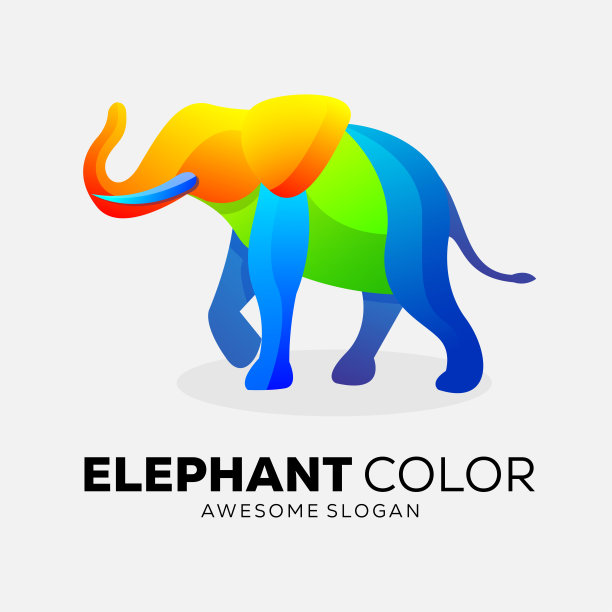 渐变大象彩色设计插图图片下载