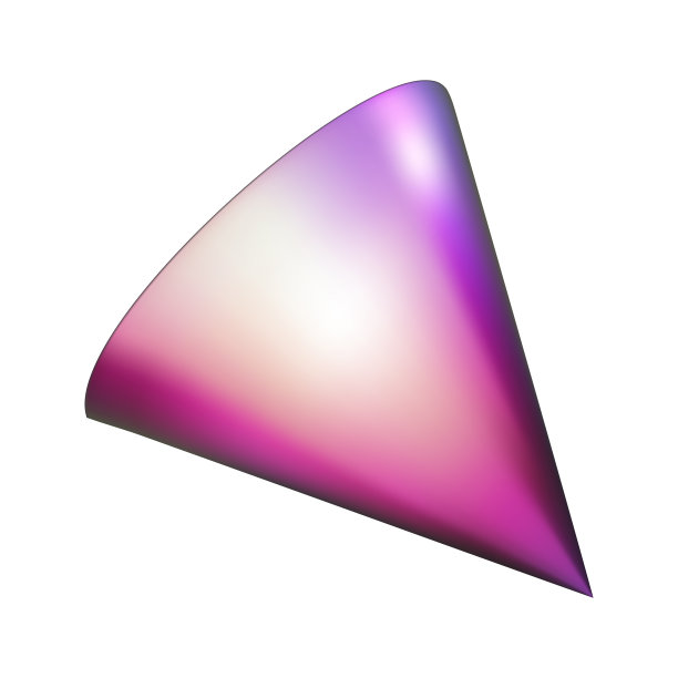 3d粉色金属霓虹灯渐变锥渲染。向量抽象三角形形式。未来彩虹全息等距形状图片下载