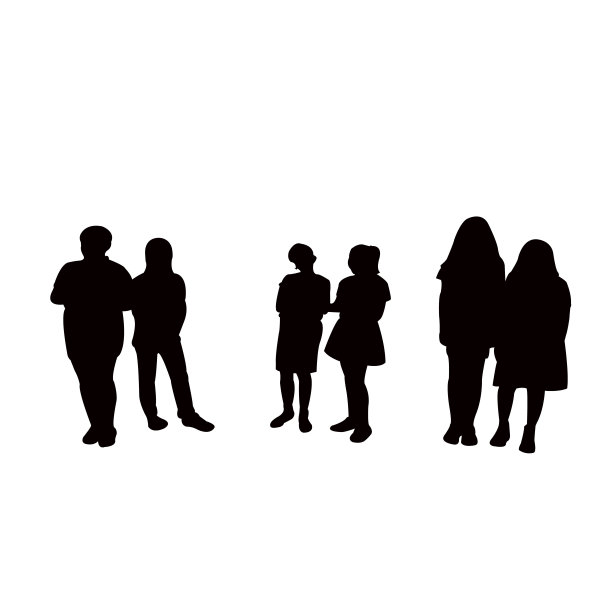 孩子们一起玩耍，剪影矢量图片下载