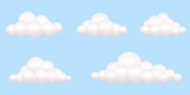 3d云图标集。卡通天空背景。矢量插图。图片下载