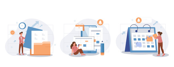 计划管理说明集。业务和组织概念。计划和组织工作任务，制定日程表和待办事项。矢量插图。图片下载