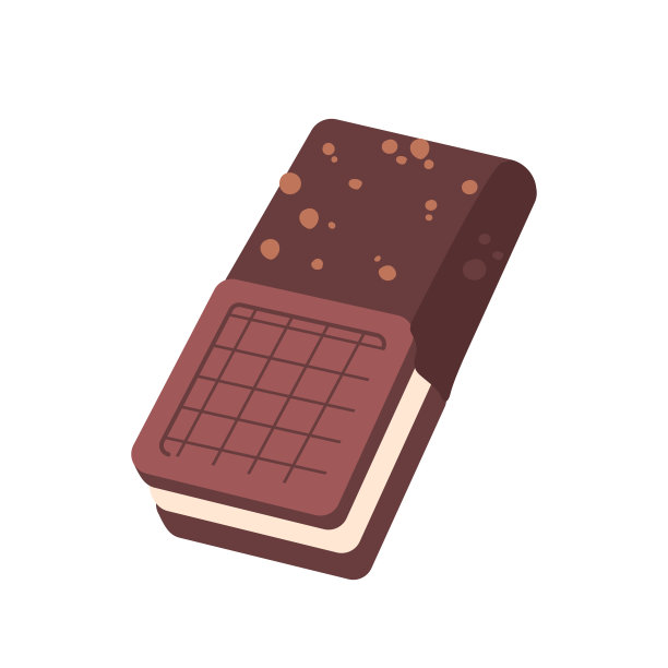 夹心冰淇淋，巧克力饼干，白色背景上的糖屑。美味的夏日甜点图片下载