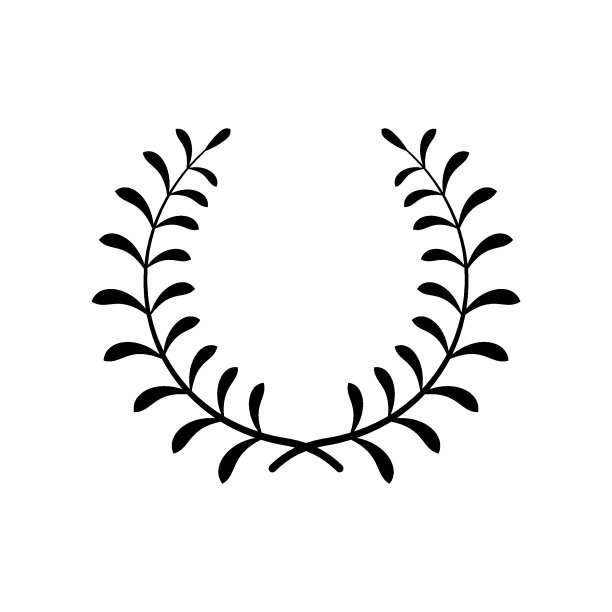 复古月桂花环雕文图标图片下载