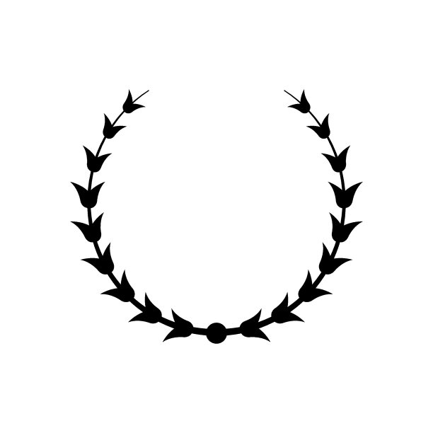 复古月桂花环雕文图标图片下载