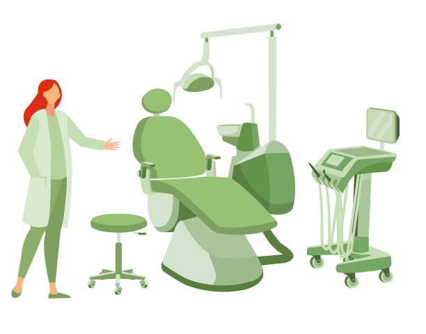 牙科诊所，牙科椅和医生图片下载