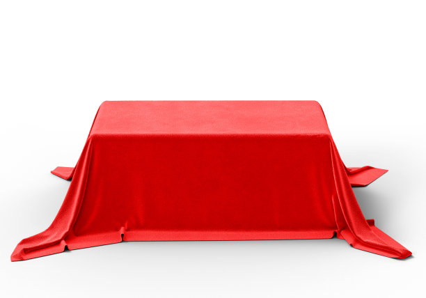 奢侈的红色织物在白色背景上展示基座。演示模拟。3D渲染图片下载