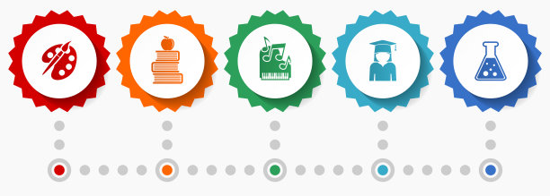 教育艺术和科学矢量图标，学校平面设计网站徽章集合，商业信息图模板图片下载