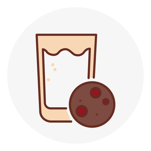 卡通风格的玻璃牛奶饼干。甜的食物。矢量插图。股票的形象。图片下载