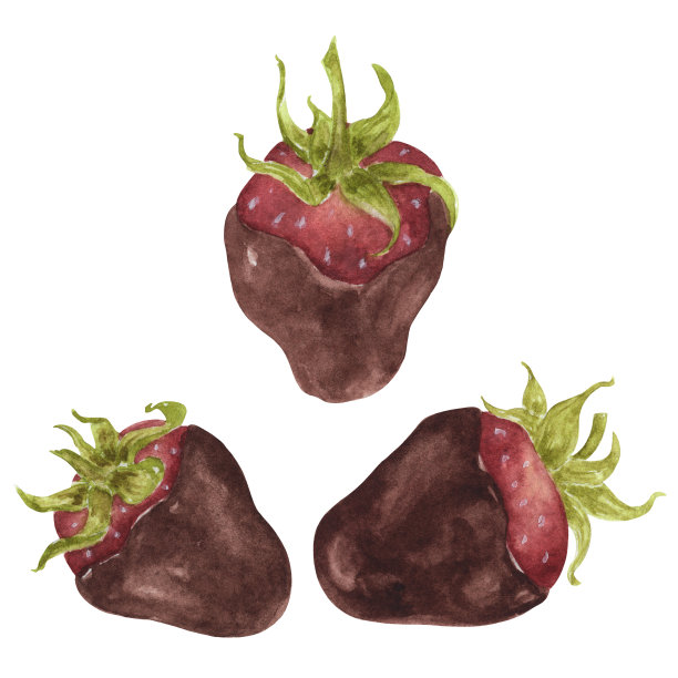 白色背景的巧克力甜草莓图片下载