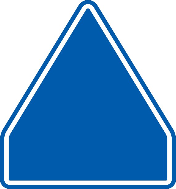 道路上使用的蓝色三角形方向标志框架/插图材料(矢量插图)图片下载