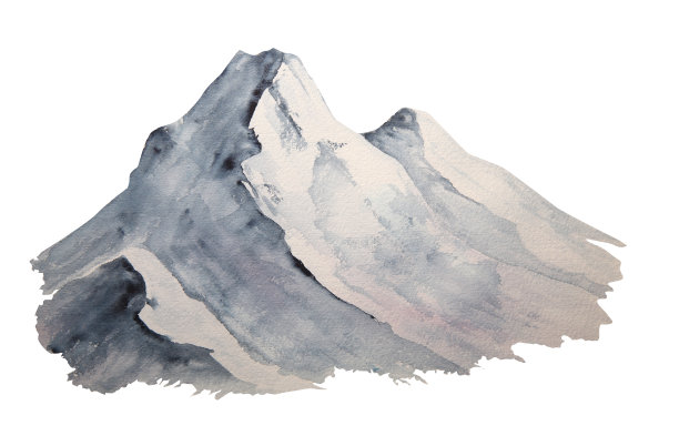 水彩插图如画的雪山孤立图片下载