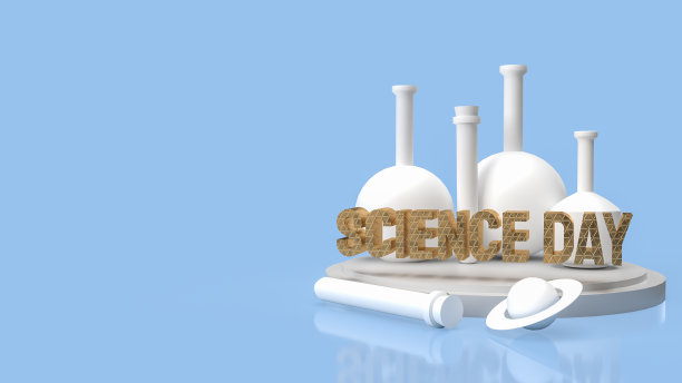 文字科学日假期概念3d渲染图片下载