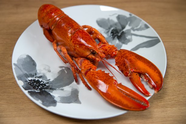 盘子里有刚煮熟的龙虾图片下载