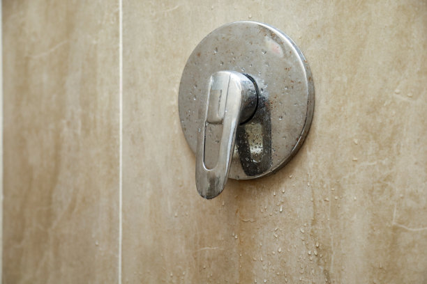 淋浴手柄的热水和冷水图片下载