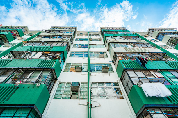 建筑立面在香港，住宅地产图片下载