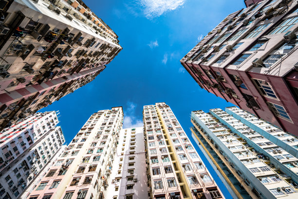 建筑立面在香港，住宅地产图片下载