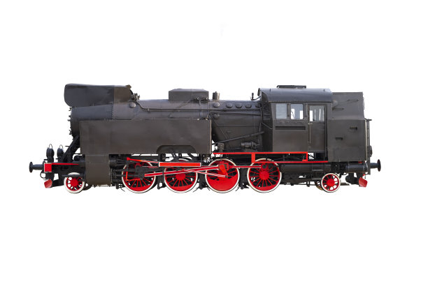 老式蒸汽机车孤立的白色背景图片下载