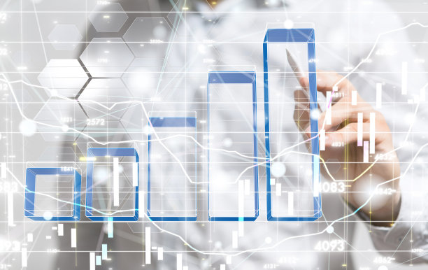 商人触摸3D渲染的商业和投资概念的财务图表图片下载