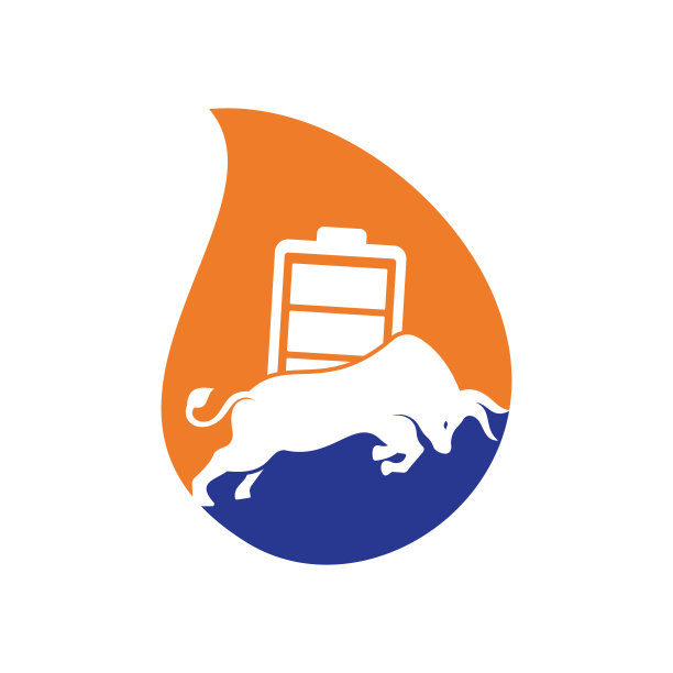 牛电池滴形状概念矢量标志设计模板。图片下载