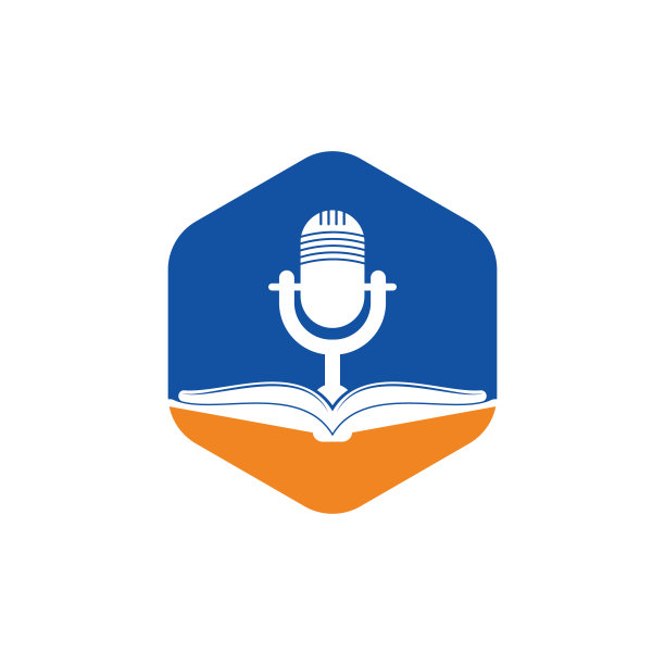 播客图书矢量标志设计。图片下载