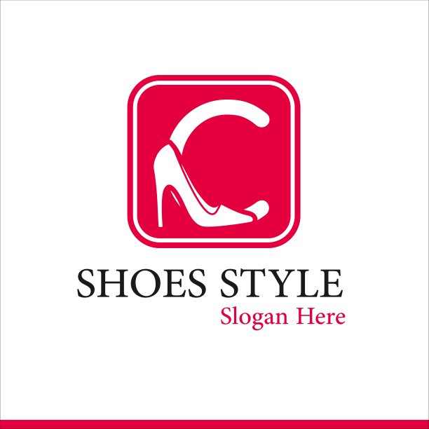 现代鞋店，鞋时尚公司标志模板想法与首字母C和女性鞋图片下载